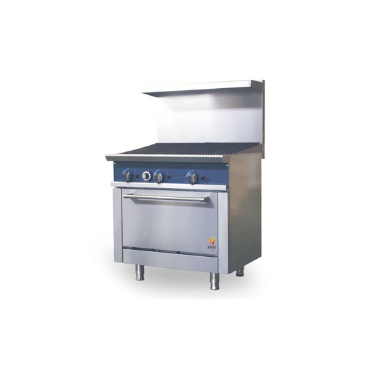 Gas Range with Built-In Convection Oven 36"w/24"Charbroiler top HZ-CR36-24CB